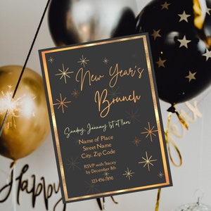 New Year&#39;s Brunch | Editable New Year&#39;s Brunch | New Year&#39;s Invite | New Year&#39;s Brunch Invitation Evite | New Year&#39;s Evite | Brunch Invite