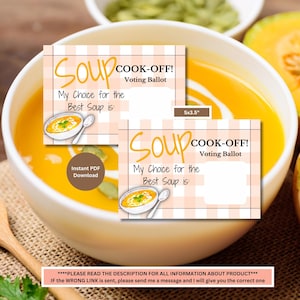 Suppen-Cook-off-Abstimmungskarten| Suppenparty | Suppentausch | Suppentopf Event | Suppen-Tausch-Party-Stimmzettel | Suppe Voting Cards