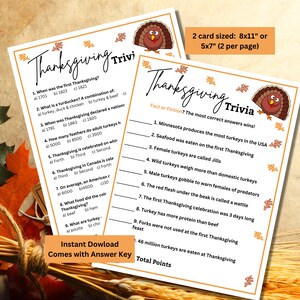 Thanksgiving Trivia | Thanksgiving Games | Printable Trivia Game | Thanksgiving Game Activities |Trivia for Adults |Trivia for Kids | Family
