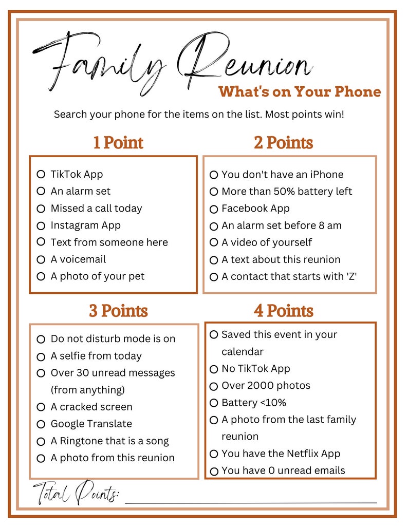 Family Reunion What S On Your Phone Family Reunion Games Games For Il Qhkr 