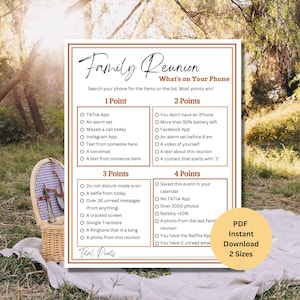 Family Reunion What&#39;s on Your Phone | Family Reunion Games | Games for Family Reunion | Family Reunion Activities | Printable Reunion Games