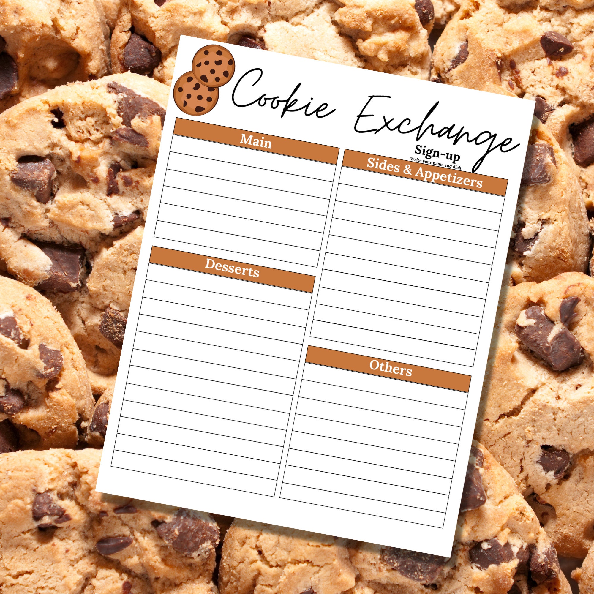 cookie-exchange-sign-up-sheet-cookie-sign-up-sheet-cookie-etsy