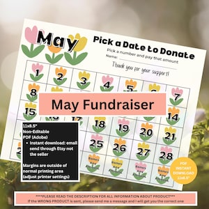 Calendario di raccolta fondi di maggio NON MODIFICABILE / Raccolta fondi &quot;Scegli una data&quot; / Raccolta fondi sportiva / Calendario scolastico / Calendario di raccolta fondi
