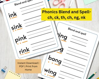 Phonics Worksheets Digraphs | CVC Words | Phonics Games | Phonics Activities | CVC Worksheets | Kindergarten Phonics Worksheet|Letter Sounds