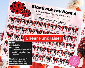 Cheer Fundraiser Calendar | Black Out my Board |Sport Fundraiser | Sport Calendar | Fundraising Calendar | Charity Calendar | NON EDITABLE