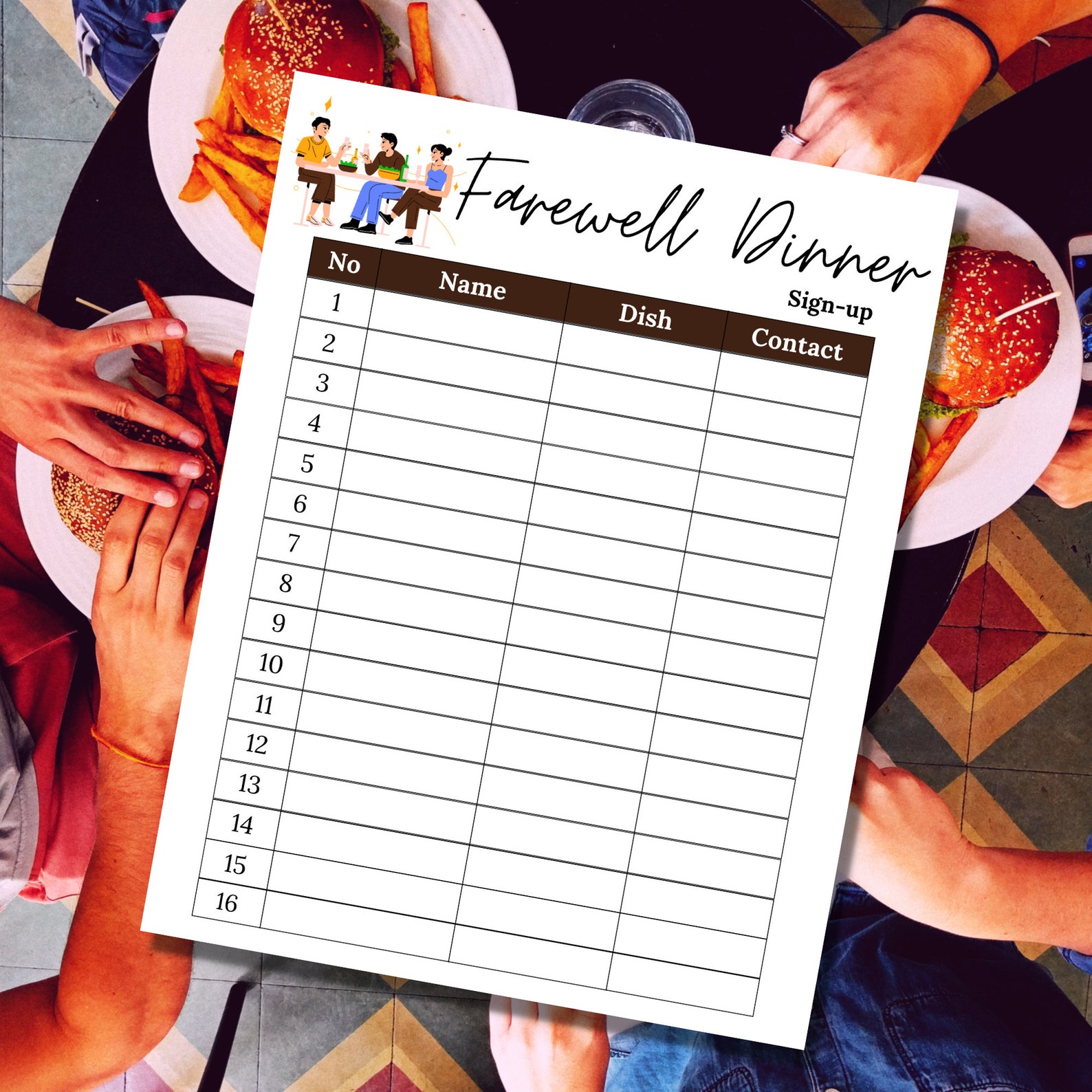 Farewell Dinner Sign up Sheet | Farewell Dinner Sign up Sheet | Potluck ...