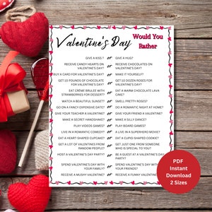 Would You Rather Valentines Game | Valentines Trivia Game | Valentine&#39;s Day Games | Printable Valentines Game | Valentines Day Party Games