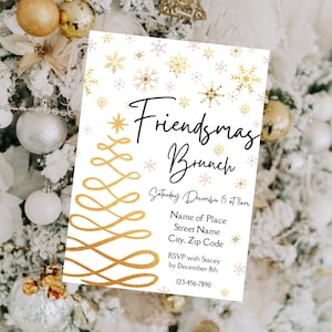 Friendsmas Brunch Template Gold | Friendsmas Christmas Brunch | Friendsmas Brunch Invite | Christmas Brunch Invitation | Friendsmas Evite