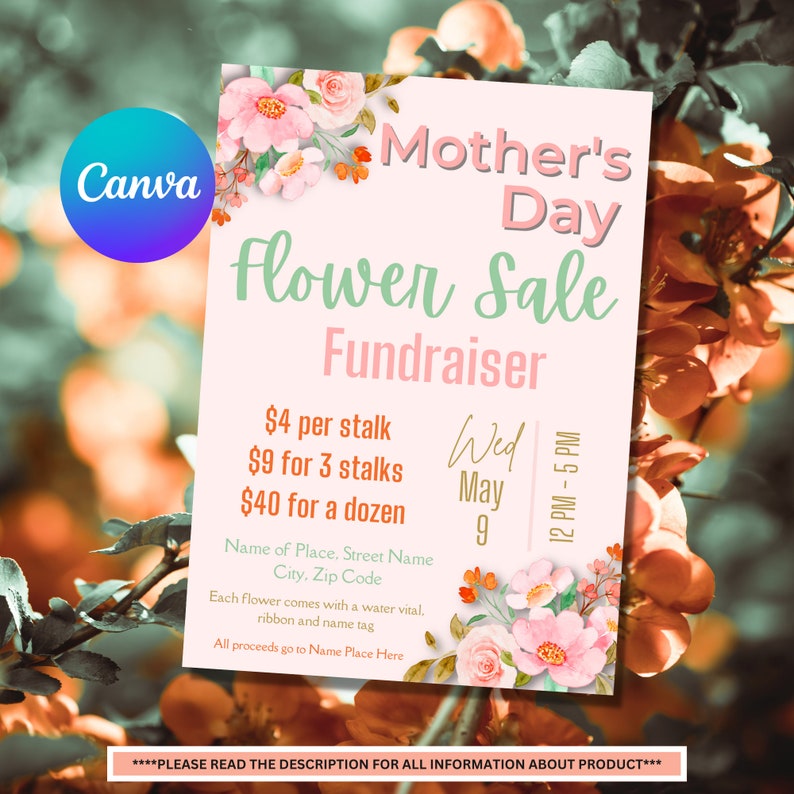 Mother's Day Flower Sale Fundraiser Invitation Template Mother's Day