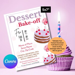 Dessert Bake-off Invite Template | Dessert Bake-off Evite | Baking | Dessert | Baking Competition | Dessert Competition