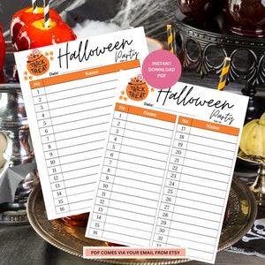 Halloween Party Sign Up Sheet | Halloween Party Sheet | Printable Halloween Party Up Sheet | Halloween Party | Holiday Event