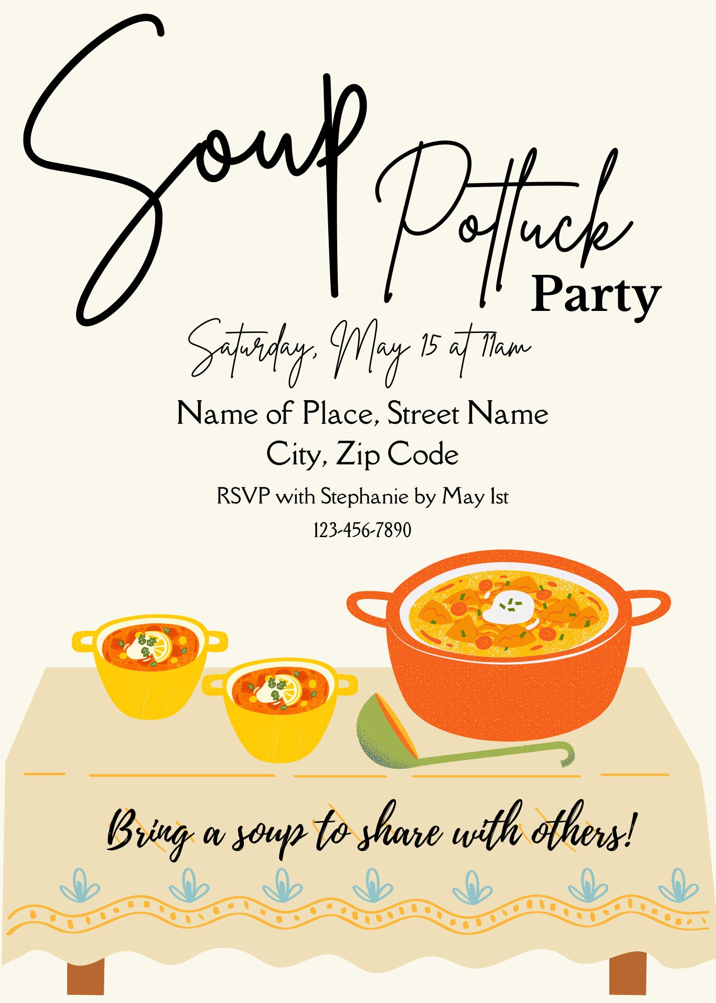 Soup Potluck Invite Template Editable Potluck Invitation Potluck Invite Soup Potluck Invite Template Editable Potluck Invitation Potluck Invite