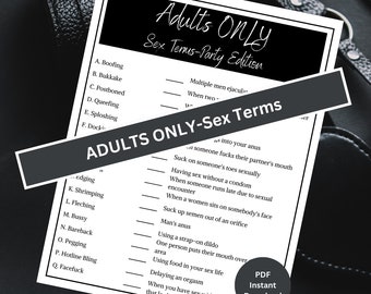 Sex Terms Adult Game | Sex Terms Party Game | Adult Only Games | Naughty Games | Adult Party Games | Printable Games for Adults