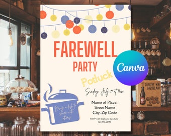 Farewell Potluck Invite Template | Editable Potluck Invitation | Potluck Invite | Potluck Invitation | Potluck Evite | Potluck Party Invite