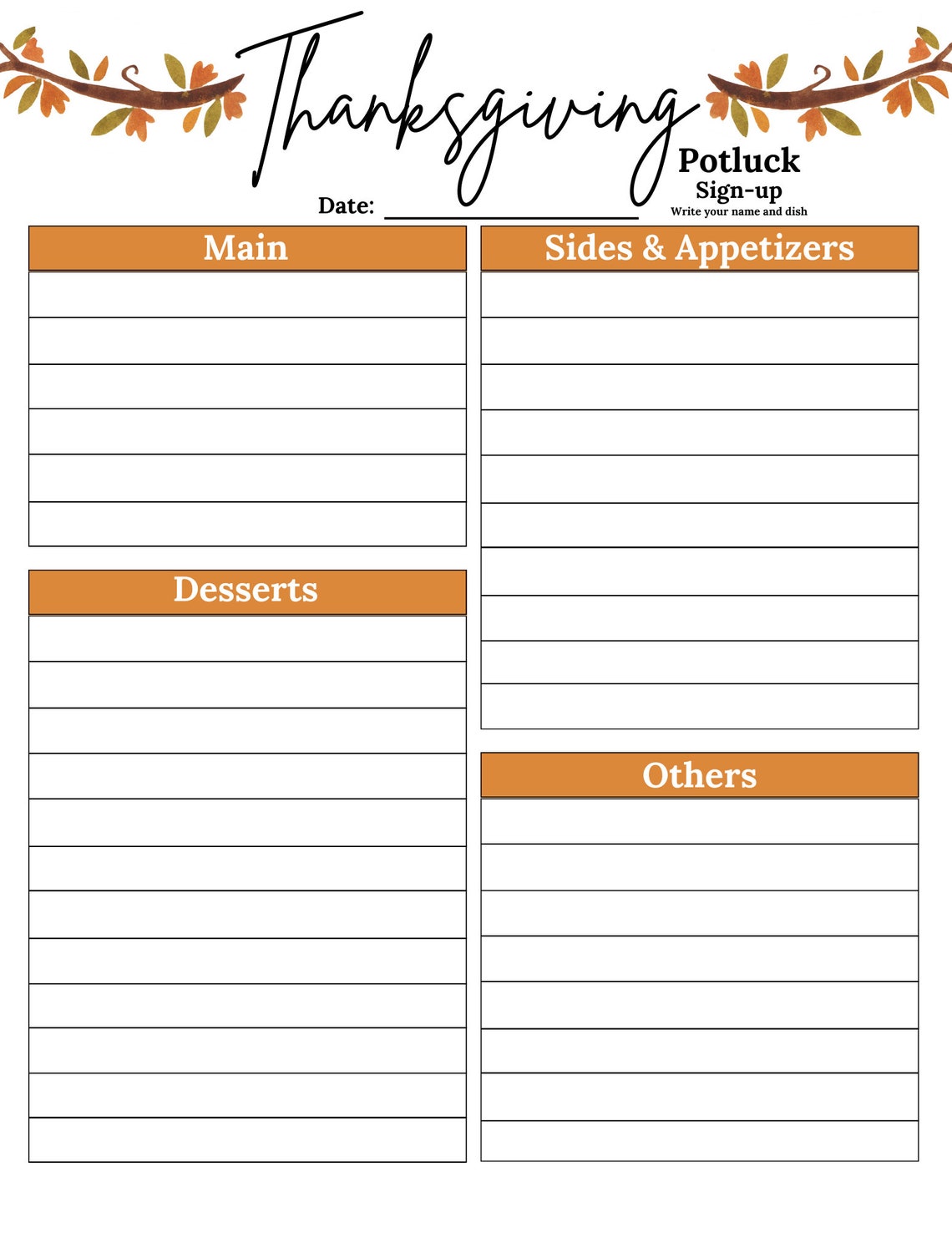 Potluck Sign up Sheet Thanksgiving Potluck Sign up Sheet Thanksgiving Potluck Sign up Sheet Thanksgiving Potluck Sign up Sheet Thanksgiving