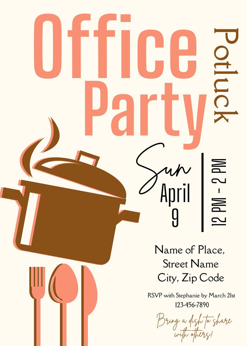 Office Party Potluck Invitation Template Office Party Potluck Invite Office Party Potluck Invitation Template Office Party Potluck Invite