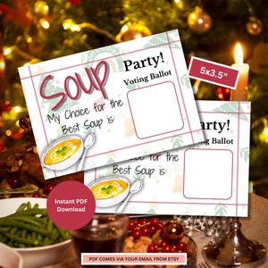 Weihnachtssuppenparty-Abstimmungskarten | Suppenparty | Suppentausch | Feiertagssuppe | Weihnachtssuppe | Suppenbörse Party Stimmzettel