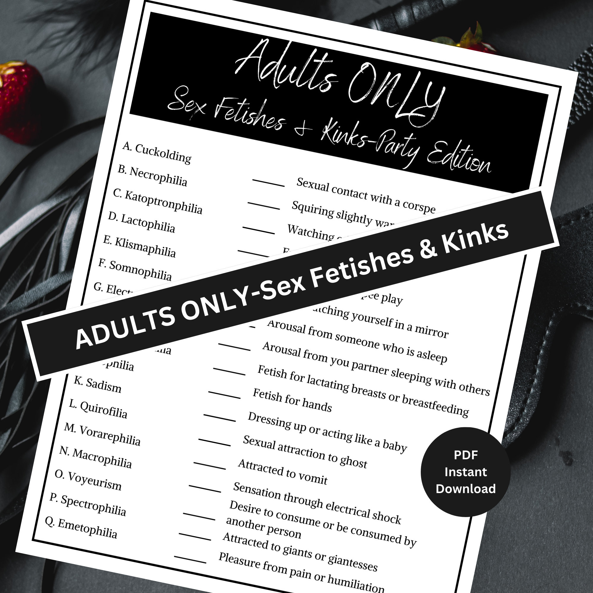 Sex Fetishes and Kinks Adult Game Sex Fetish Kink Party Game