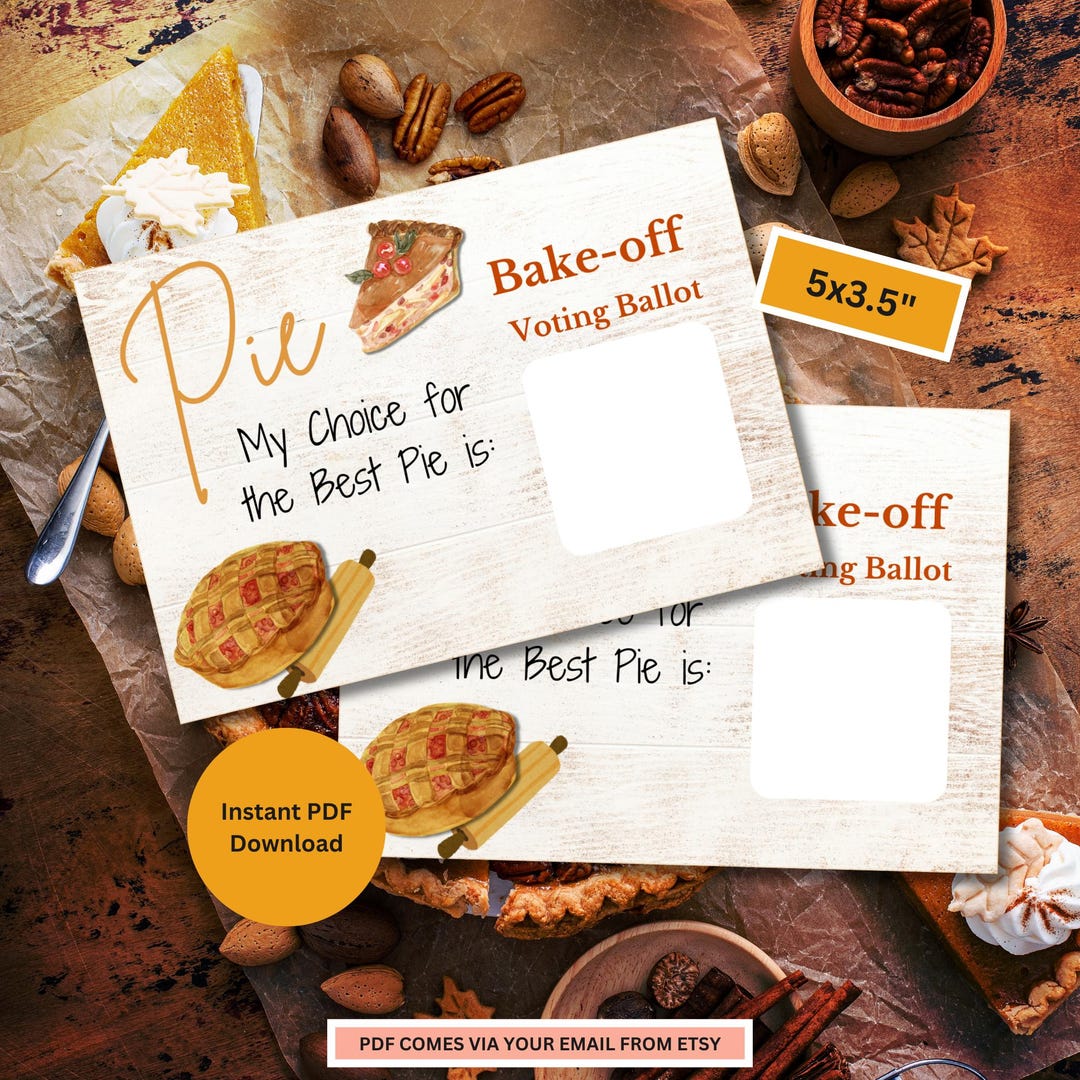 Pie Back Off Pie Bake-off Voting Ballot Cards| Pie Bake-off | Pie Bake-off Voting ...