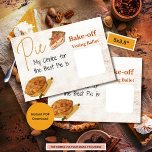 Pie Bake-off Voting Ballot Cards| Pie Bake-off | Pie Bake-off Voting Cards | Pie competition Event | Pie Party Ballot Cards