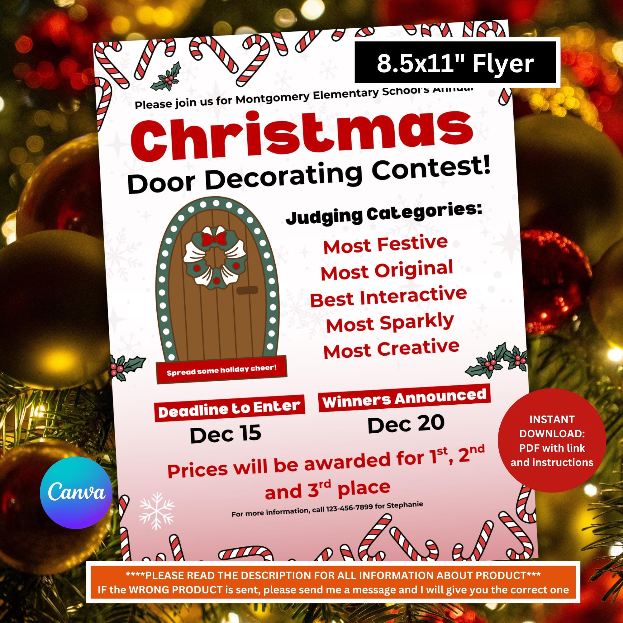 Christmas Door Decorating Competition Flyer | School Event | Work
