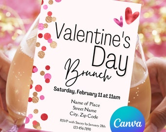 Valentine's Day Brunch Invitation Template | Valentine's Day Brunch Invite | Valentine's Day Brunch Editable | Valentine's Brunch Evite