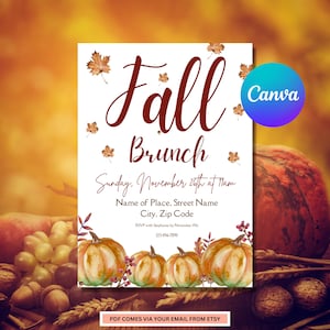Fall Brunch Invite Template | Editable Brunch Invitation | Autumn Brunch | Brunch Evite | Brunch Invite | Holiday Brunch | Fall Brunch