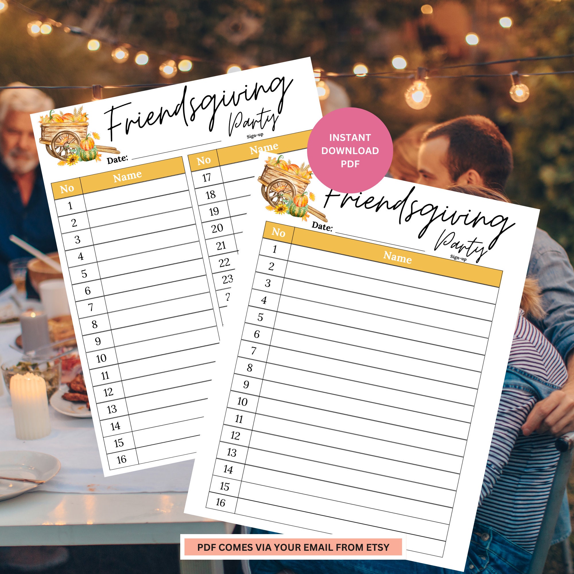 Friendsgiving Party Sign up Sheet | Friendsgiving Party Sheet ...