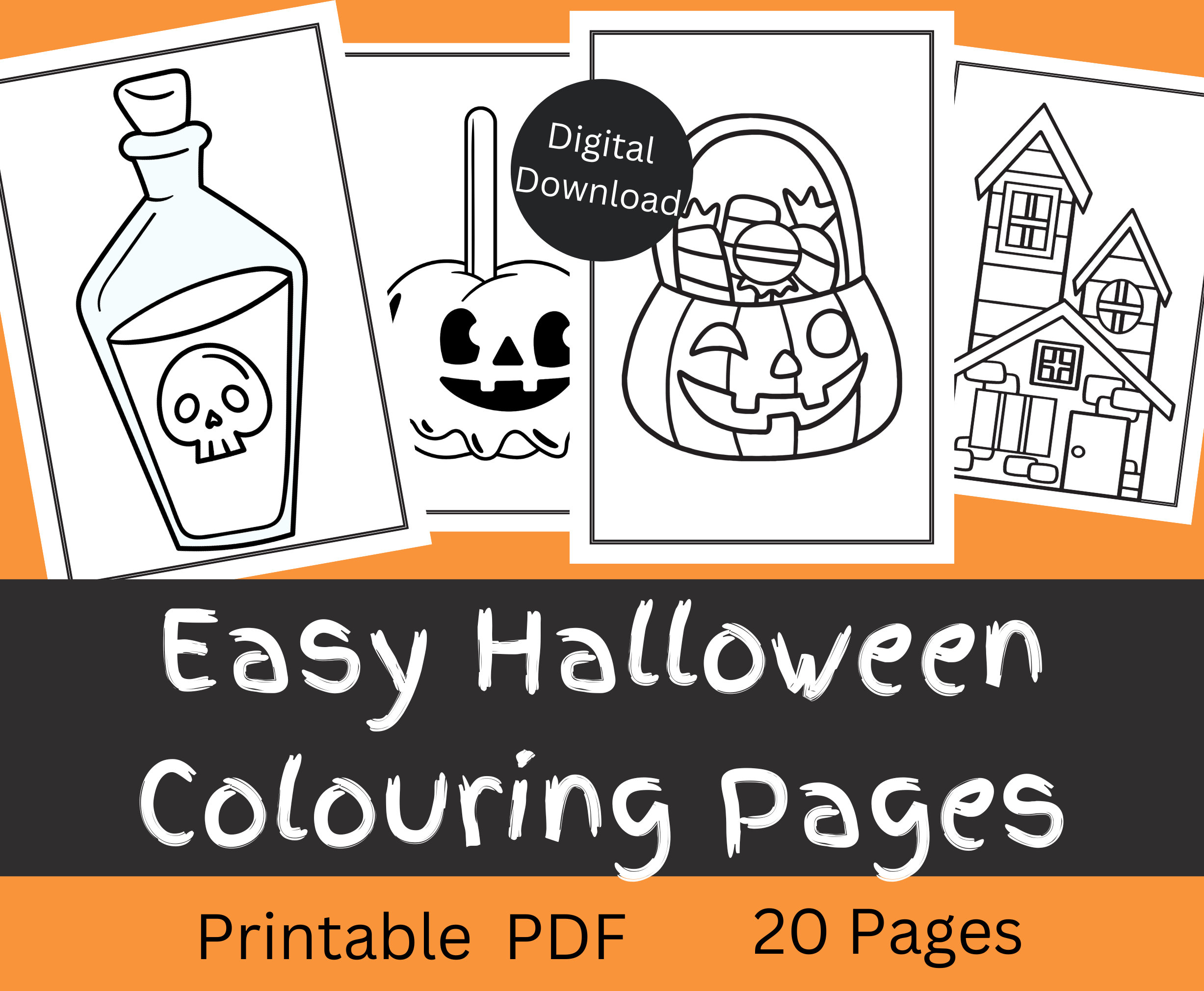 Halloween Coloring Pages Printable Easy 8.5x11 - Etsy