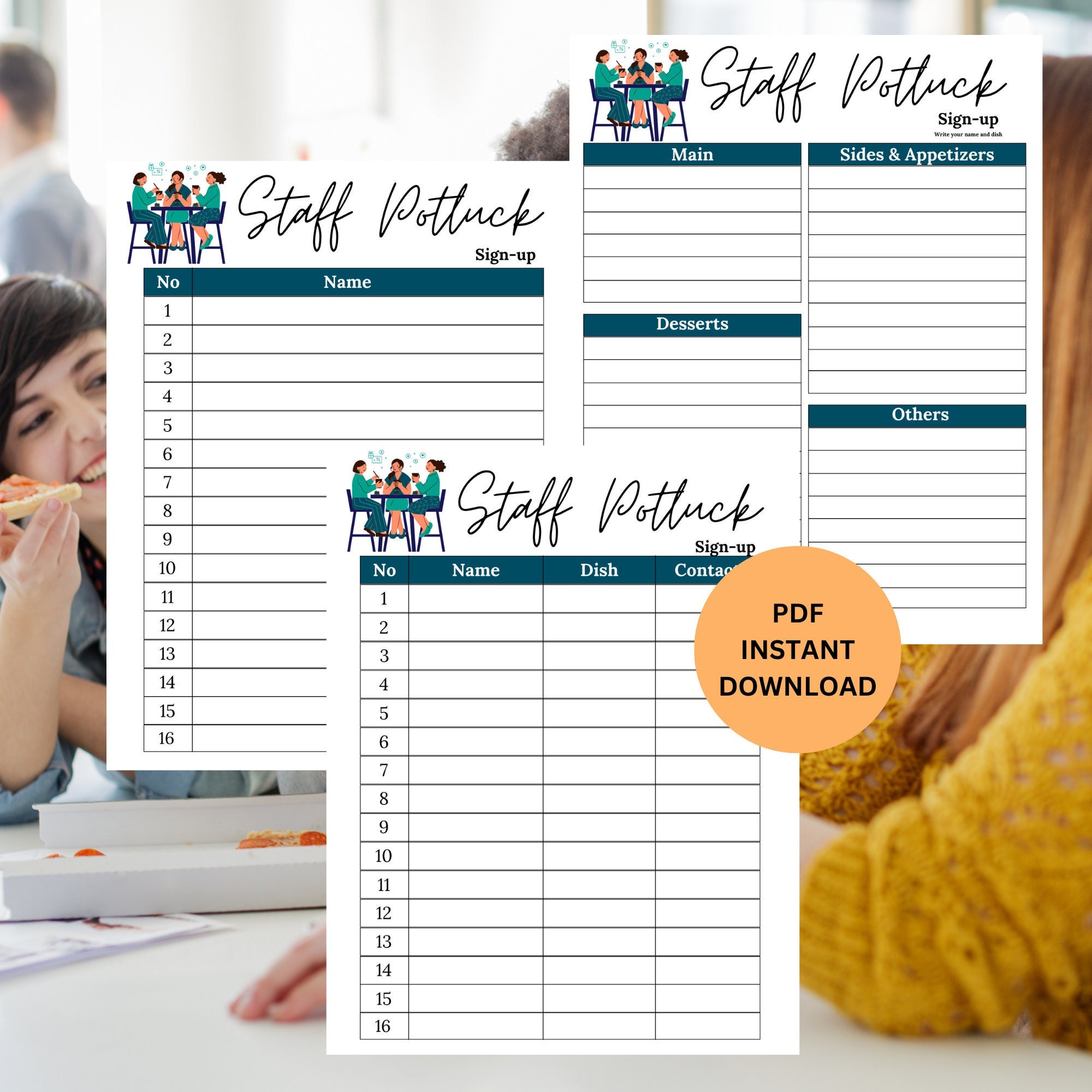 Potluck Sign up Sheet | Staff Potluck Sign up Sheet | Work Potluck ...