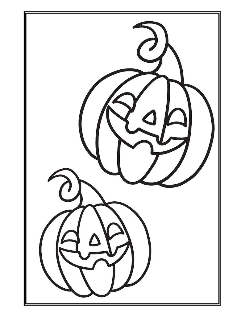 Halloween Coloring Pages Printable Easy 8.5x11 - Etsy