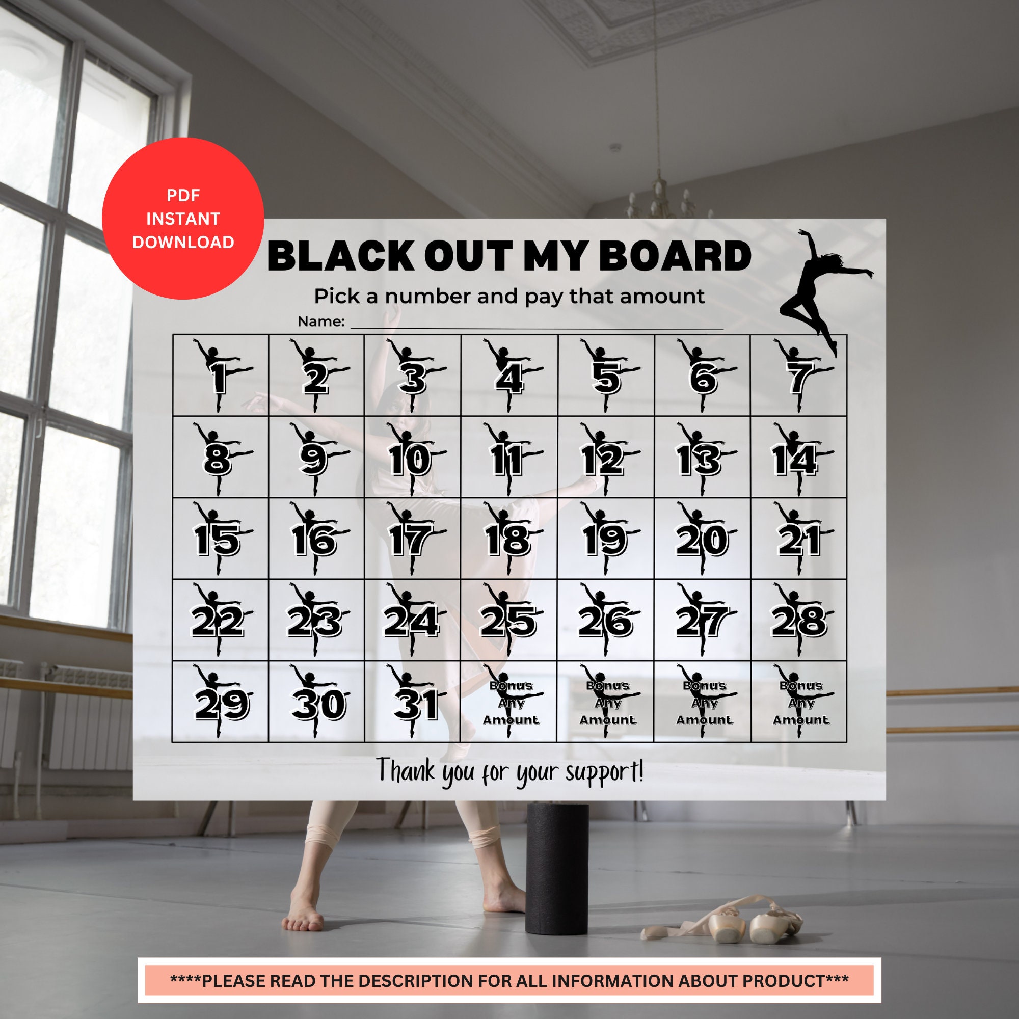 Dance Raffle Dance Fundraiser Calendar | Pick a Date Fundraiser | Sport Fundraiser ...