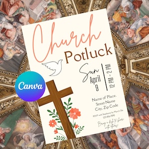Church Potluck Invitation Template | Church Party Potluck Invite | Church Potluck Invitation | Church Potluck Evite | Church Potluck Invite
