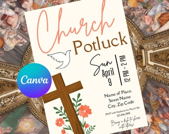 Church Potluck Invitation Template | Church Party Potluck Invite | Church Potluck Invitation | Church Potluck Evite | Church Potluck Invite
