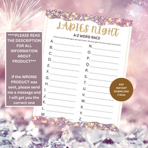 A-Z Race Ladies Night Out Games | Girls Night Out | Girls Night In | Adult Game | Bachelorette Game | Hen Games | Fun Birthday Games