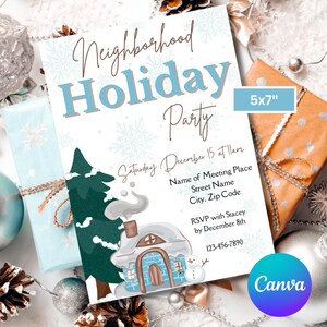 Neighborhood Holiday Party Invite Template | Neighborhood Holiday Party | Holiday Invite | Neighborhood Party Evite | Christmas Party Evite