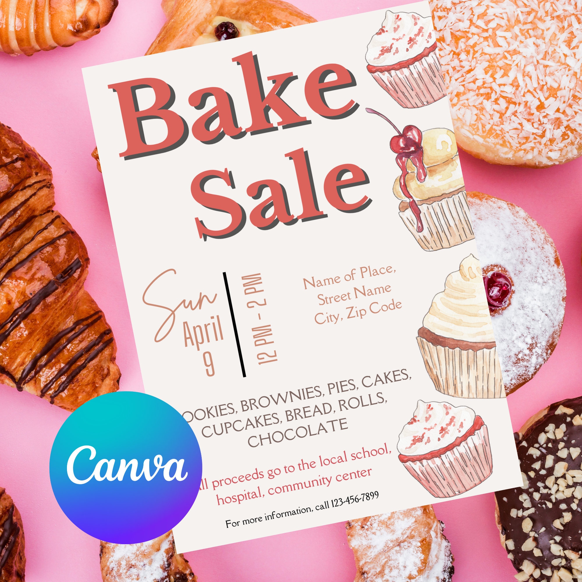 Bake Sale Flyer Template | Bake Sale | Dessert Flyer | Bake Sale Flyer