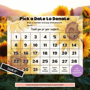 Summer Fundraiser Calendar | Pick a Date Fundraiser | Sports Fundraiser | School Calendar | Fundraising Calendar | Spring Fall Fundraiser
