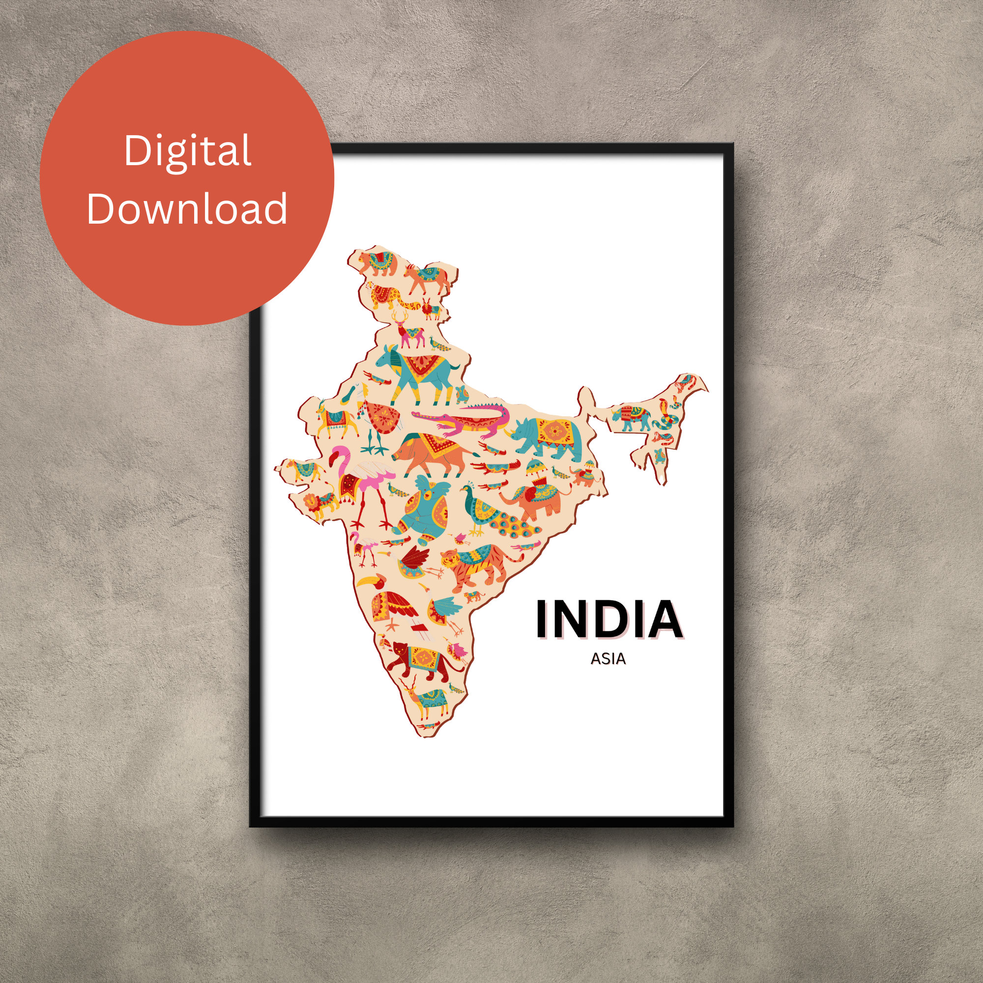 Map of India India Map Digital India Map India Wall Art Download Map of