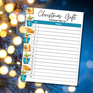 Christmas Gift Exchange Sign up Sheet | Gift Exchange Sign up Sheet ...