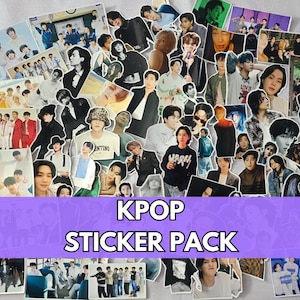 KPOP Sticker Pack - 15 Count - Water-Resistant Vinyl Sticker Mystery Pack - Grab Bag - Photocard - Freebies Included - jungkook - jimin