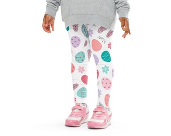 Kids Floral Easter Egg Leggings | Buttery Soft Leggings | UPF 50+ UV Sun Protection | Toddler Leggings | Comfy