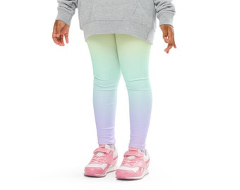 Girls Pastel Rainbow Leggings | Buttery Soft Leggings | UPF 50+ UV Sun Protection | Toddler Leggings | Comfy