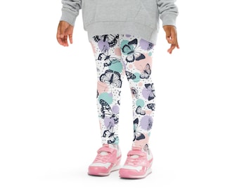 Girls Butterfly Leggings | UPF 50+ UV Sun Protection | Toddler Leggings | Soft Leggings | Comfy