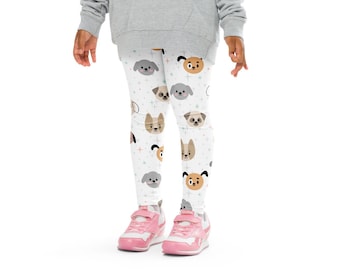 Kids Dog Face Leggings | Buttery Soft Leggings | UPF 50+ UV Sun Protection | Toddler Leggings | Comfy | Puppy Lovers Leggings