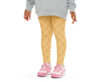 Kids Waffle Cone Leggings | Buttery Soft Leggings | UPF 50+ UV Sun Protection | Toddler Leggings | Comfy | Ice Cream Cone Leggings