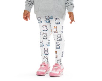 Kids Cat Leggings | Buttery Soft Leggings | UPF 50+ UV Sun Protection | Toddler Leggings | Comfy | Cat Lovers Leggings | Kitty Cat