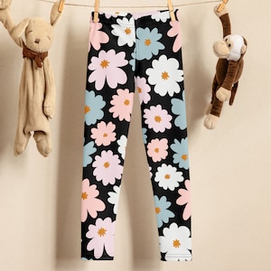 Girls Retro Floral Leggings: Buttery Soft Flower Print