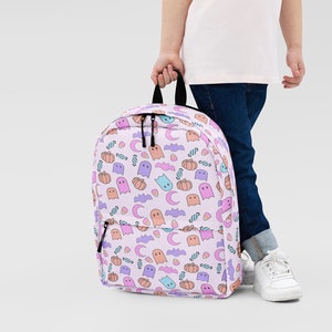 Girls Ghost Halloween Backpack | Children&#39;s School Backpack | Gift For Kids | Candy Corn | Pumpkins | Bats