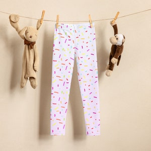 Girls Colorful Sprinkles Buttery Soft Leggings, Ice Cream Rainbow Sprinkles, Dance Leggings, Gymnastics Leggings, Cheer Leggings